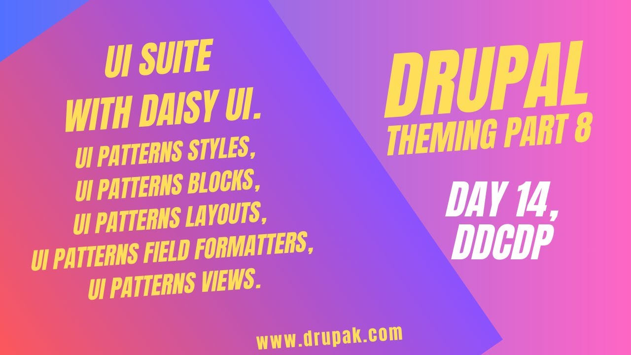 drupakpakistan's tweet card. Drupal Day 14, Drupal Theming Part 8 - UI Suite with UI Suite DaisyUI