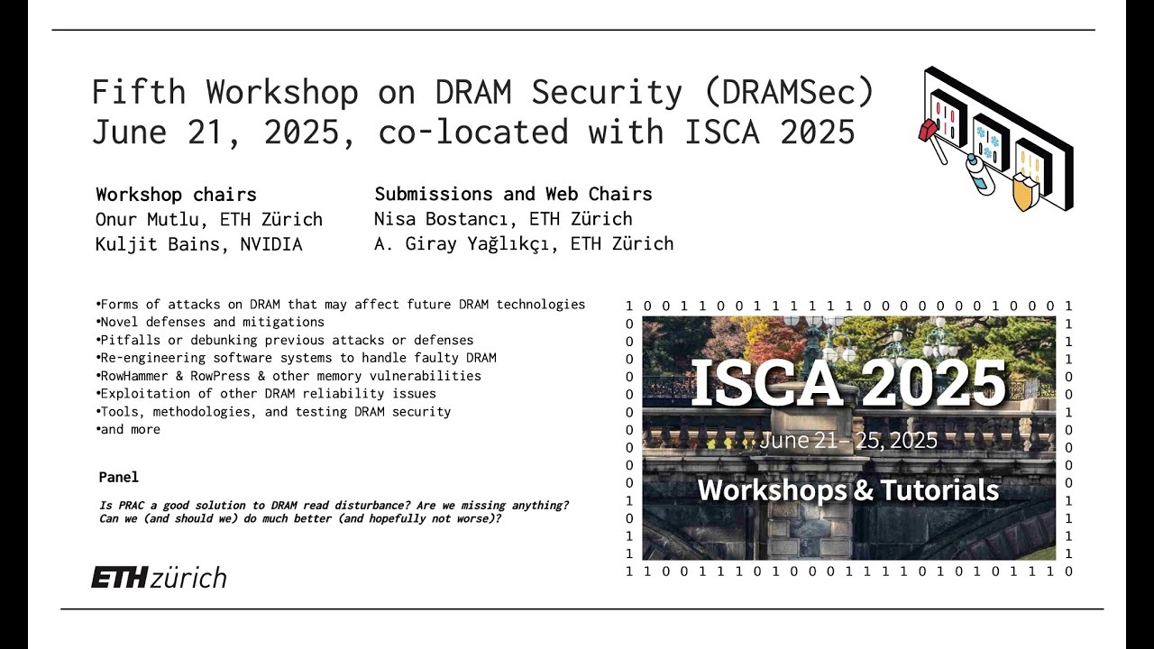 _onurmutlu_'s tweet card. Fifth Workshop on DRAM Security (DRAMSec), co-located with ISCA 2025
