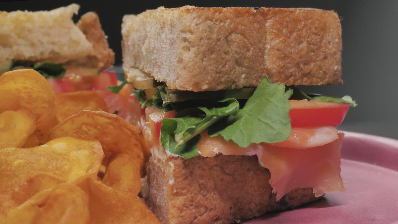 TechMontro's tweet card. Download the free HD stock video - Club sandwich with potato chips. This video features Dish, Food and Vegetable. Available for free on Mixkit.co.