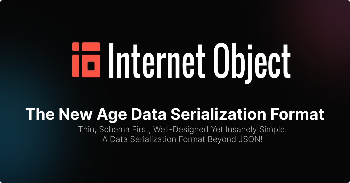 InternetObject's tweet card. Convert, compare, and visualize data instantly with Internet Object Playground. Experience faster, lighter, schema-first data exchange. Try it now and see the difference!