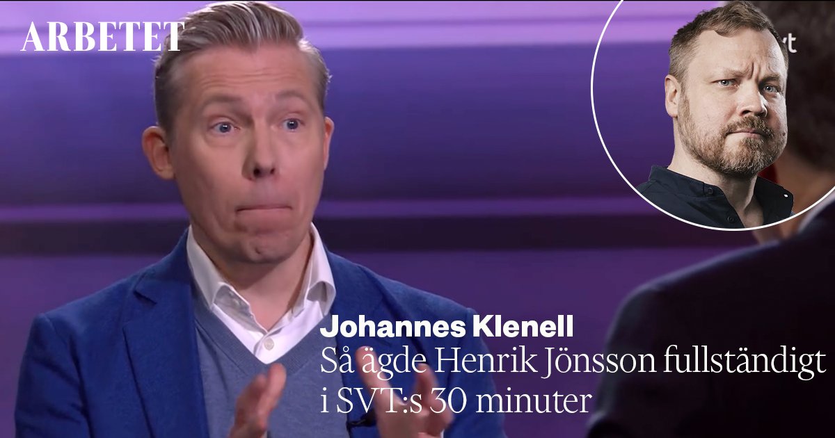 JohannesKlenell's tweet card. Johannes Klenell ser en intervju med Youtubern Henrik Jönsson i public service och kan bara konstatera att han ägde samtalet – allt annat skulle få hans världsbild att rämna.