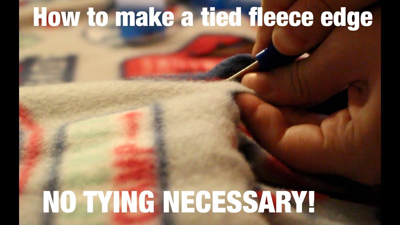 ProjectLinusSCV's tweet card. How to Make a Tied Edge of a Fleece Blanket-without tying anything!...