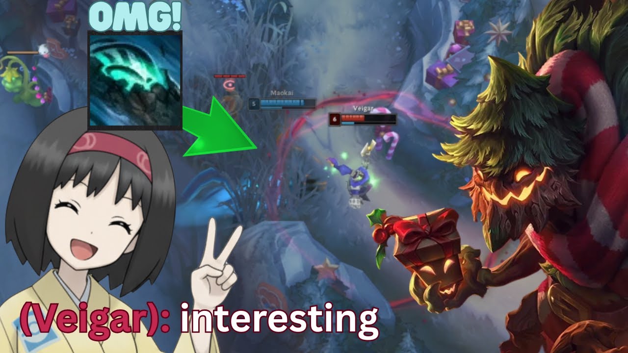 gymldrerika's tweet card. VEIGAR CAN'T STOP MAOKAI WITH EVENT HORIZON! Pokémon League of...