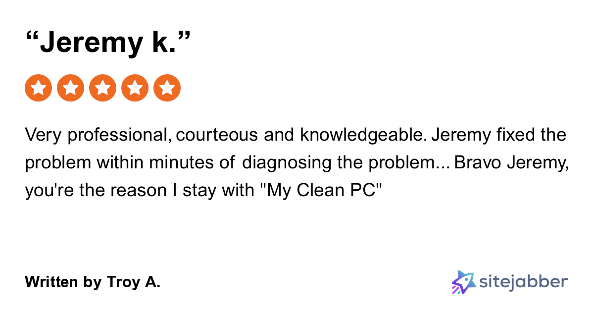 MyCleanPC's tweet card. 492 reviews for MyCleanPC, 4 stars: 'Kathy was great in her research and expertise. She assured me she would get it resolved. And she did. Great Service and technical skills.'"