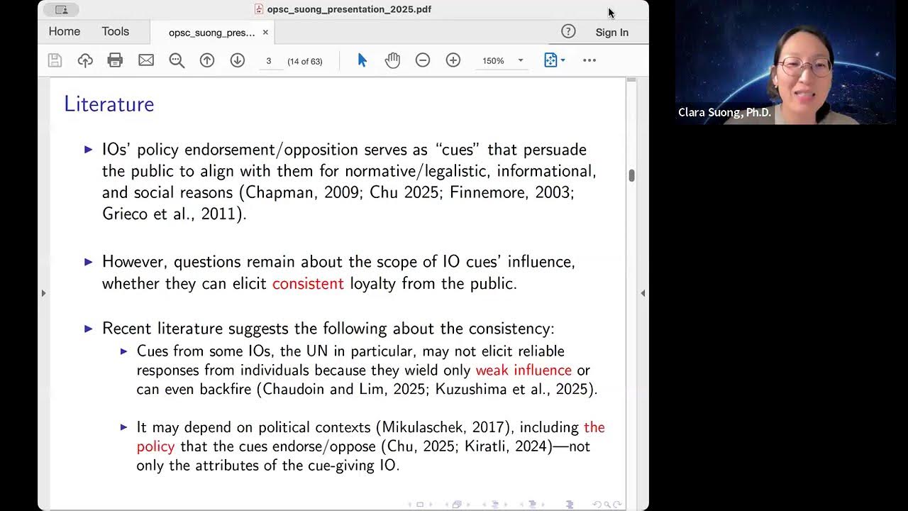 PSS_OPSC's tweet card. Suong: "The Democracy Exception: Uneven IO Cue-Following in Global...