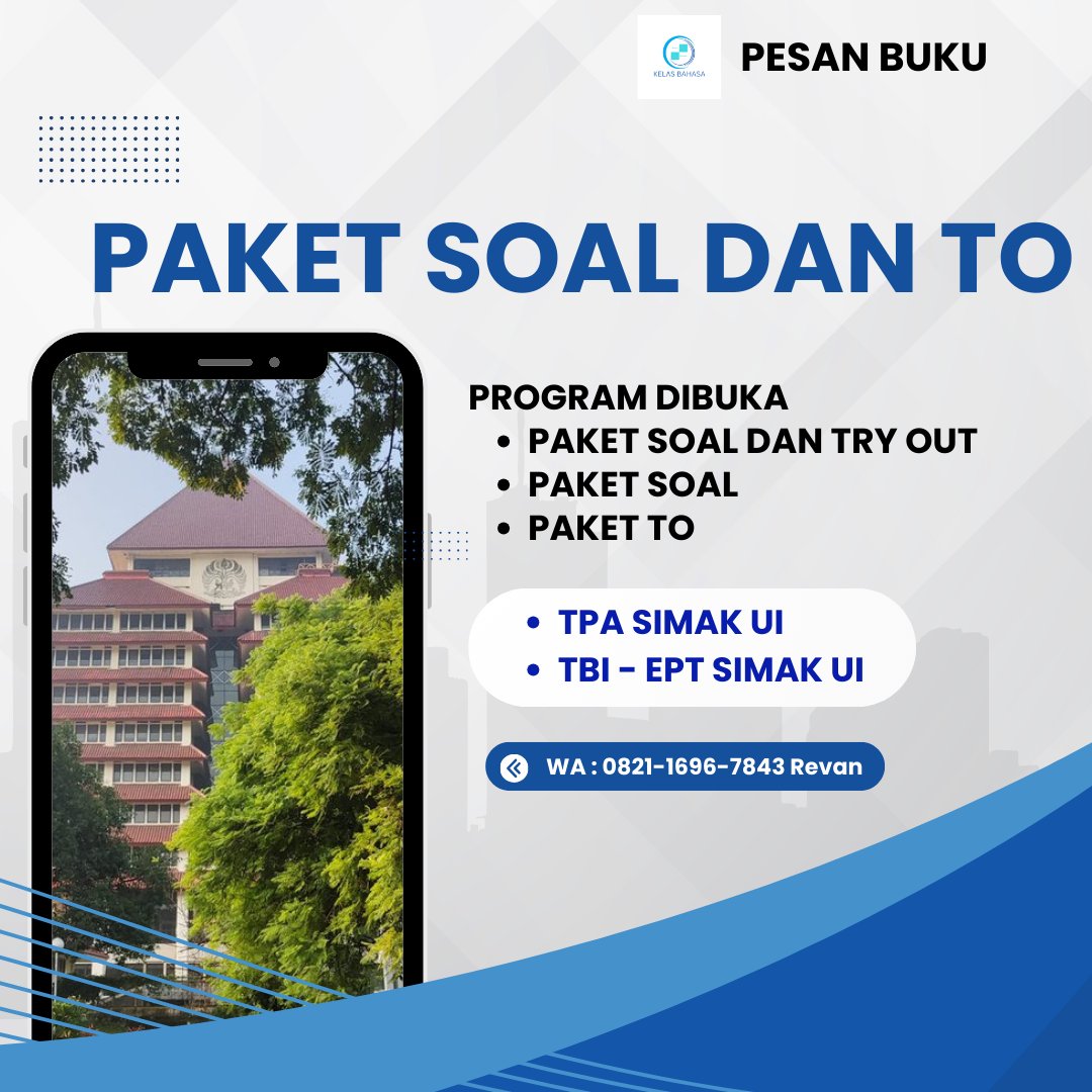 pesanbuku17's tweet card. Dapatkan paket soal + try out untuk TPA, TBI & EPT Simak UI dengan pembahasan lengkap. Latihan intensif agar skor ujian Simak UI.