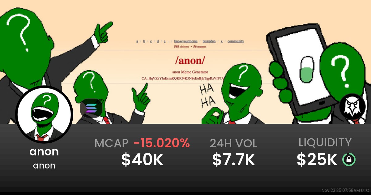 0xBot_project's tweet card. $0.00004057 anon (anon) realtime price charts, trading history and info - anon / SOL on Solana / PumpSwap