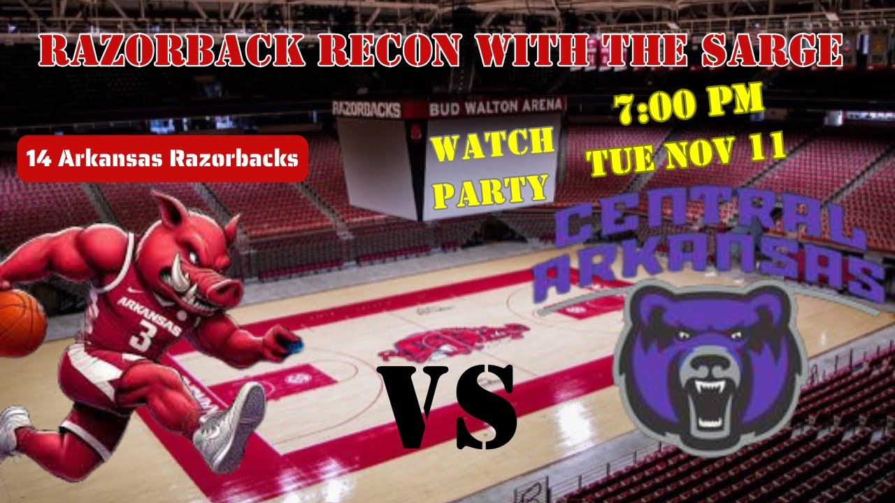 RazorbackRecon's tweet card. 14 Arkansas Razorbacks Vs Central Arkansas on the hardwood at Bud...