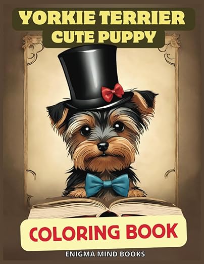 retro_forward's tweet card. Yorkie Terrier Cute Puppy Coloring Book by Enigma Mind