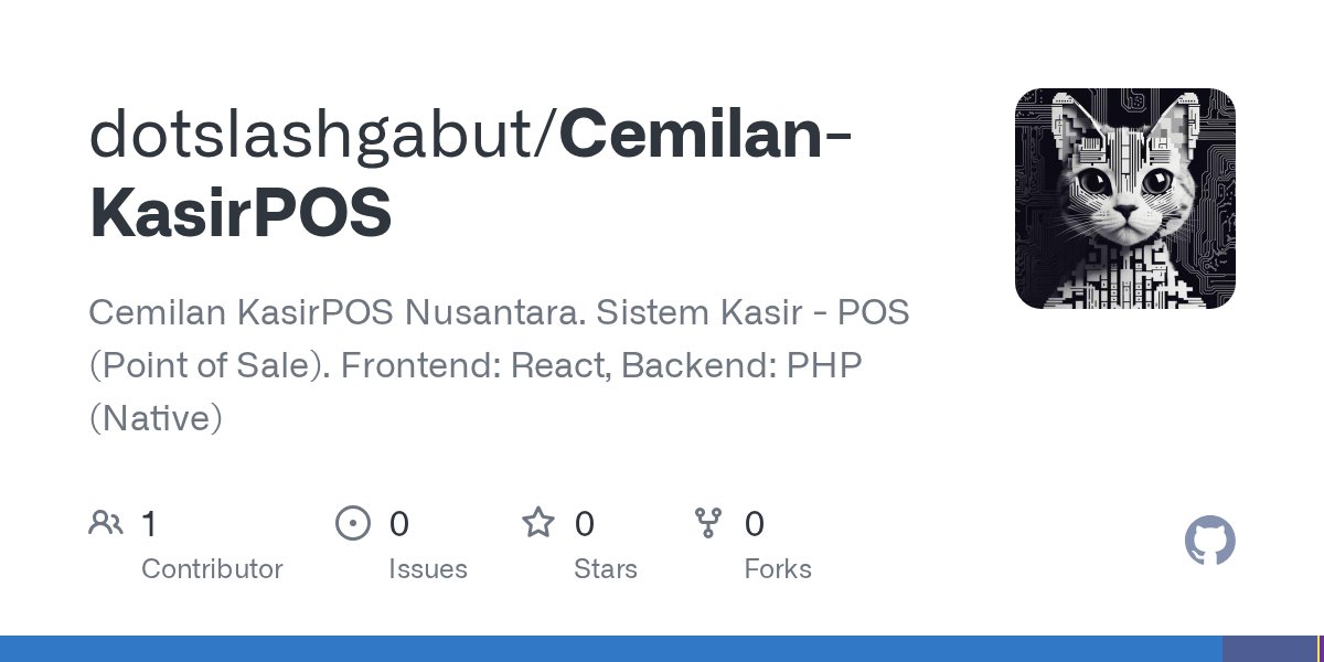 dotslashgabut's tweet card. Cemilan KasirPOS Nusantara. Sistem Kasir - POS (Point of Sale). Frontend: React, Backend: PHP (Native) - dotslashgabut/Cemilan-KasirPOS