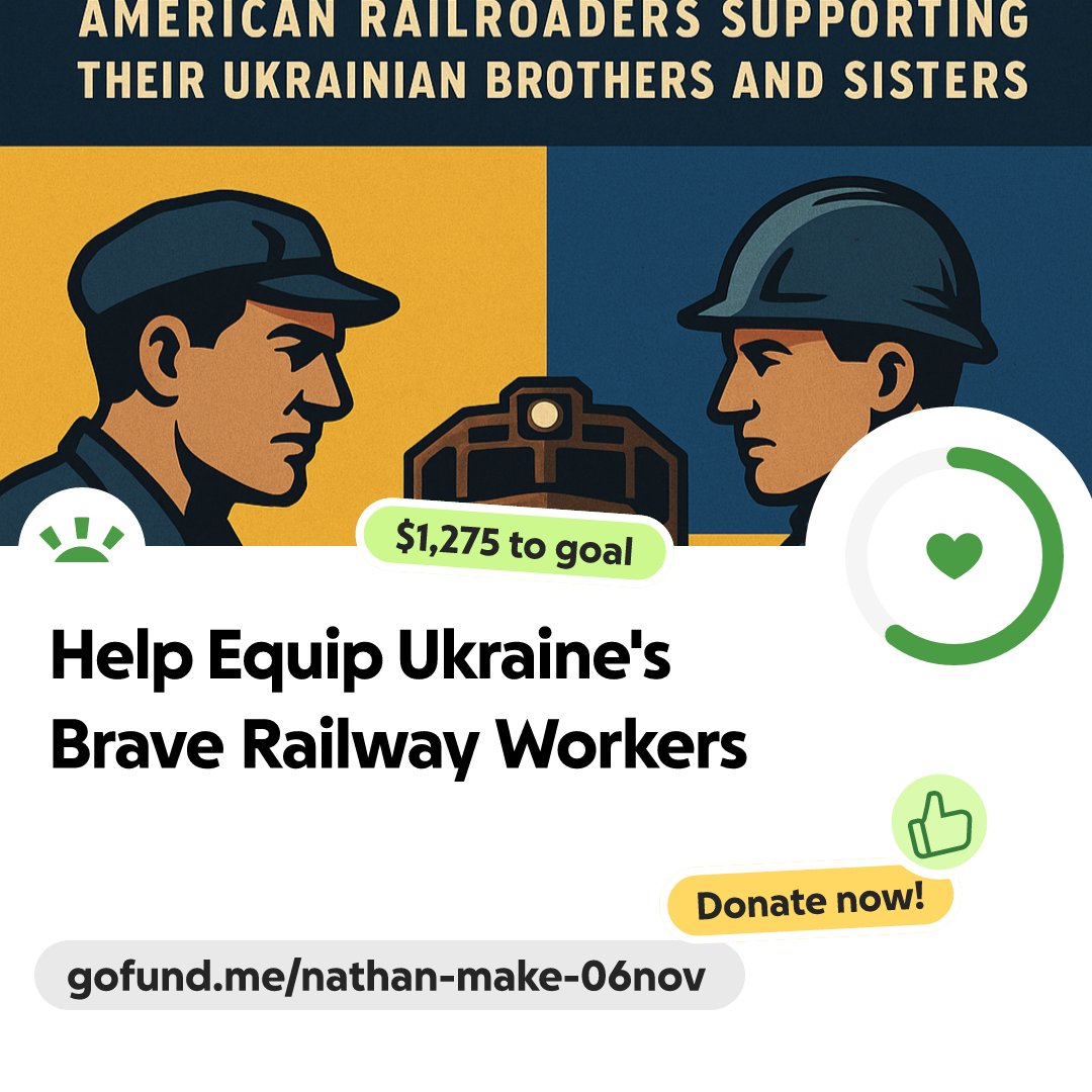 nate_hatton's tweet card. From the railyards of Detroit to the front lines of Ukraine, one thing is tru… NATHAN HATTON needs your support for Help Equip Ukraine's Brave Railway Workers