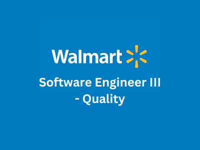aijobslatest's tweet card. Company Walmart Job title Software Engineer III - Quality Job location Sunnyvale, California, US Type Full Time Responsibilities: Translate business initiatives within one's discipline to critical...