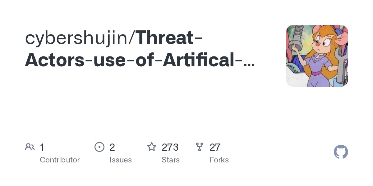 akaclandestine's tweet card. Contribute to cybershujin/Threat-Actors-use-of-Artifical-Intelligence development by creating an account on GitHub.