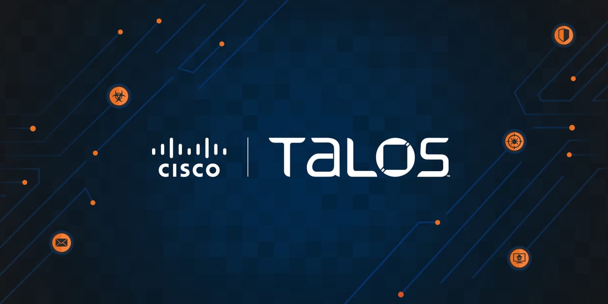 TalosSecurity's tweet card. Our goal at Cisco Talos is to provide detailed and actionable information in order to let customers decide how best to protect their networks and users based on their needs. To this end, Cisco Talos...