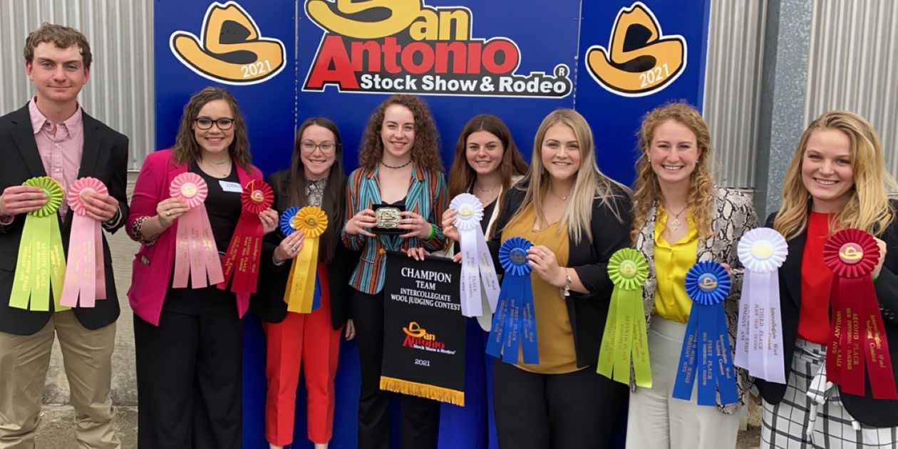 ASUDevelopment's tweet card. The Angelo State University Agriculture Department’s student Wool Judging Team took first place and ASU’s Joleen Frost of San Angelo won the individua...