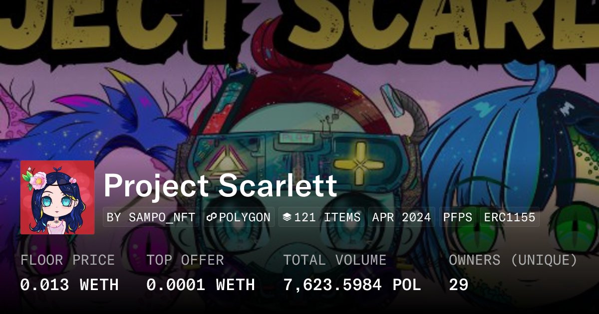 nft_sampo's tweet card. In the year 2150, Professor Scarlet introduces ‘Project Scarlett’, featuring hand-drawn pleasure bots designed for every desire. Fascination grows as an investigation uncover the bots' intricate...