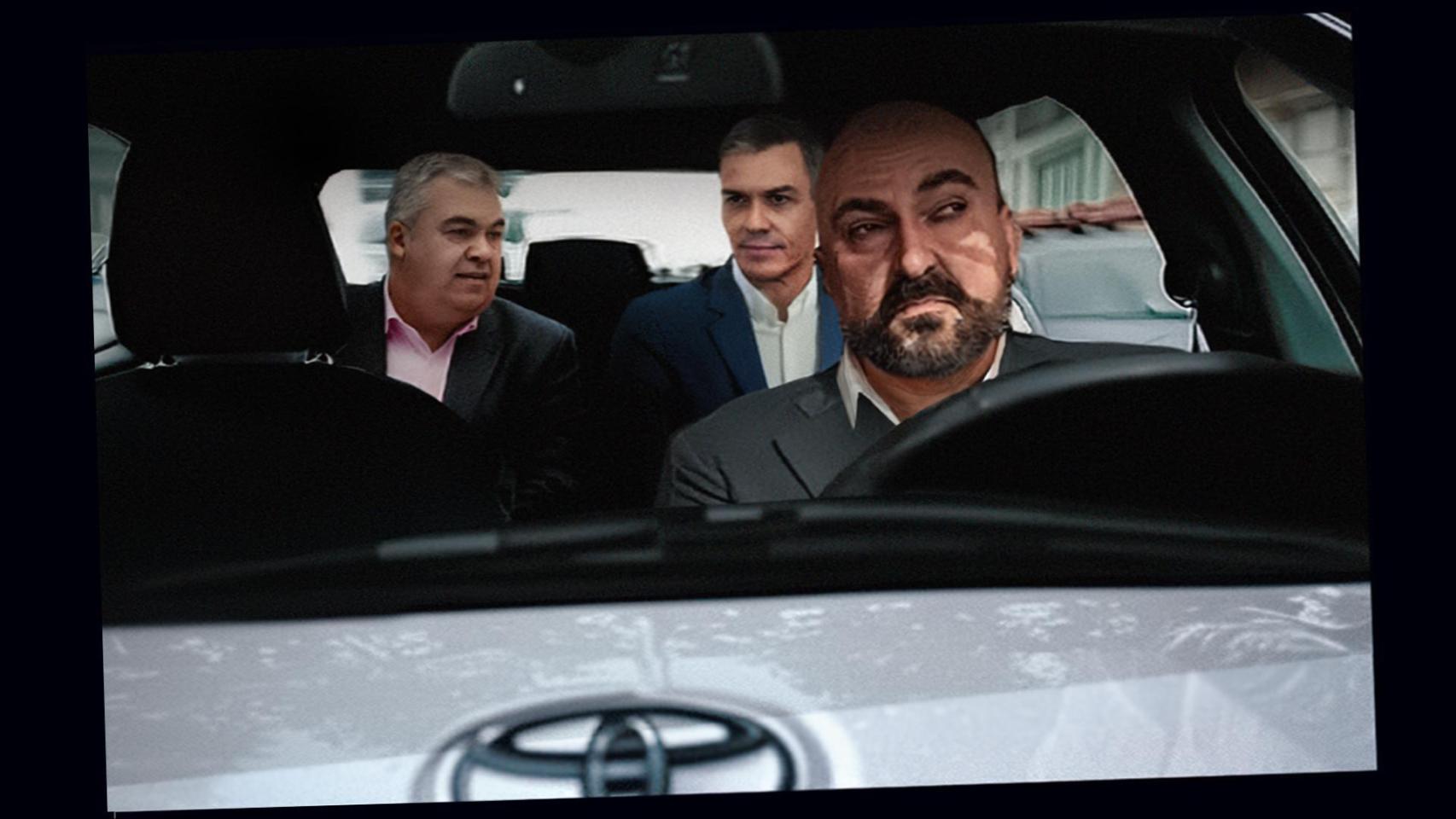 elespanolcom's tweet card. Los dos líderes del PSOE volaron desde Madrid a Bilbao, donde les esperaba Koldo con un Toyota Rav4 propiedad del PSOE. Ambos se sentaron en los asientos traseros del vehículo. Sánchez detrás de...