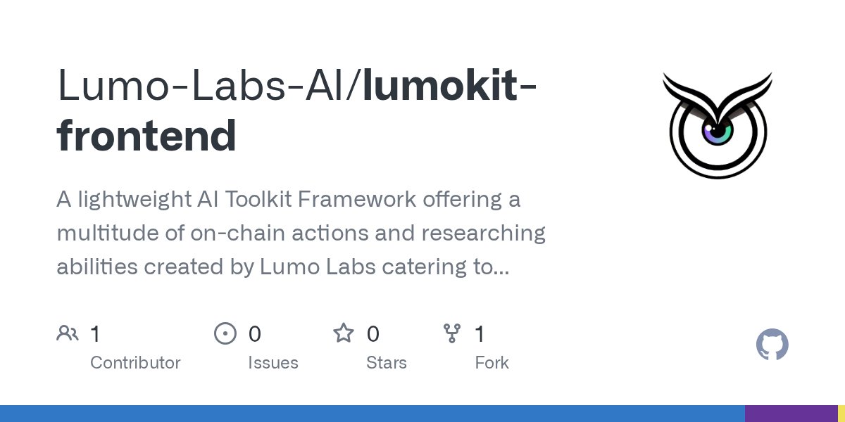 lumolabsdotai's tweet card. A lightweight AI Toolkit Framework offering a multitude of on-chain actions and researching abilities created by Lumo Labs catering to Solana. - Lumo-Labs-AI/lumokit-frontend