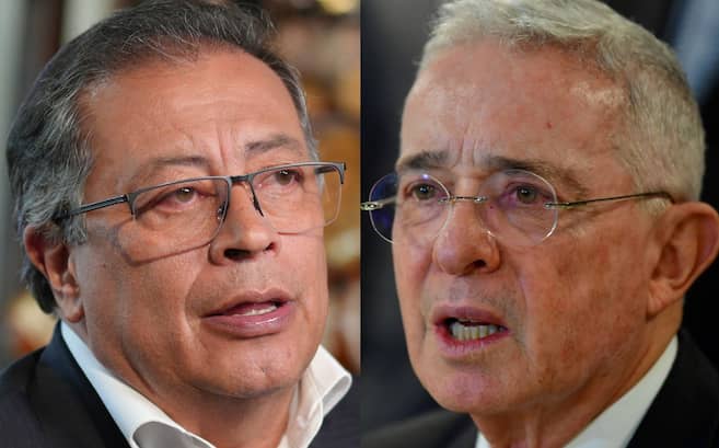 derlilopeza's tweet card. Petro le respondió a Uribe por ley de financiamiento: “es para pagar la deuda que dejó Duque con el FMI”.