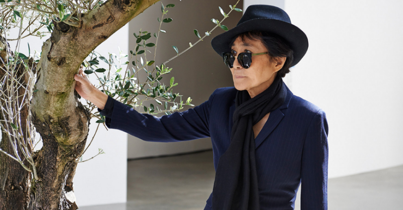 yokoono's tweet card. 'To celebrate Yoko Ono’s 90th birthday on 18 February 2023, Sean Ono Lennon has made a virtual ’Wish Tree’ for people all over the world to post their wishes online and (in association with One Tree...