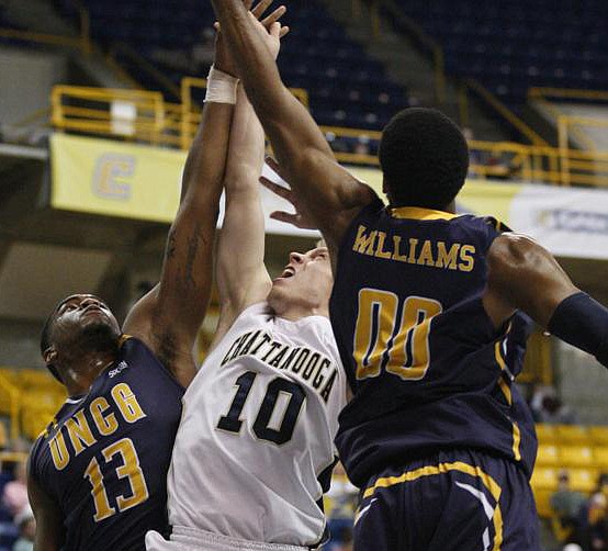 UTCMocs's tweet card. UNC Greensboro forward Nicholas Paulos gave the radio man plenty to describe as Jim Reynolds called the 1,000th University of Tennessee at Chattanooga basketball game of his career.