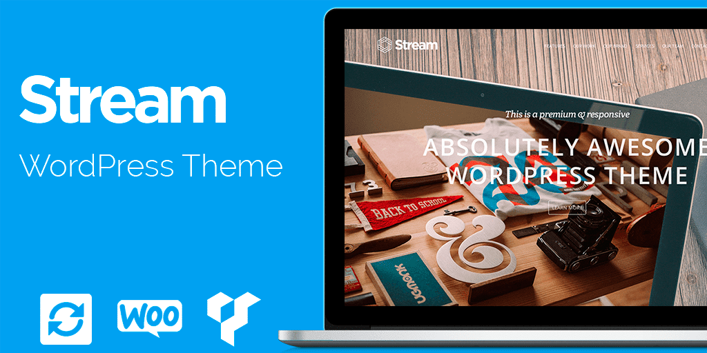 visualmodo's tweet card. Stream WordPress Theme is an one-page template that can be used for any type of landing-pages; business, corporate, portfolio, blog, shop and much more