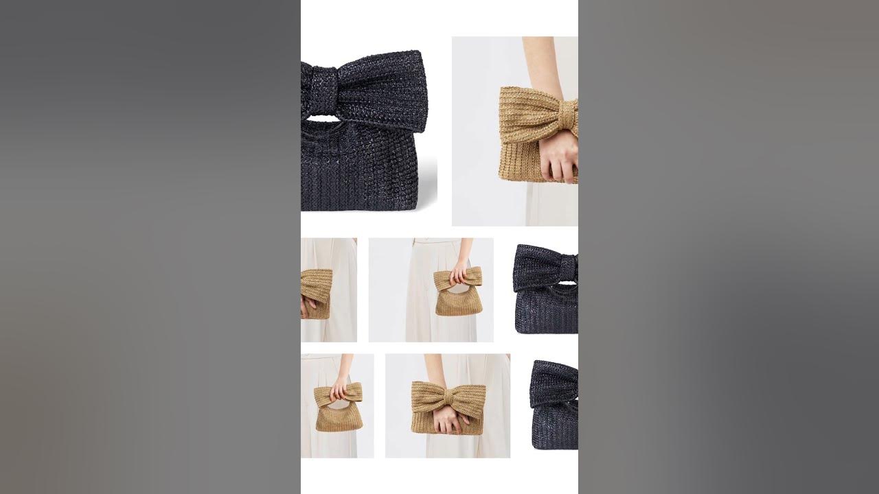 VireousShop's tweet card. Vireous Fashion Bowknot Straw Clutch Handbag #handbag #handbags...