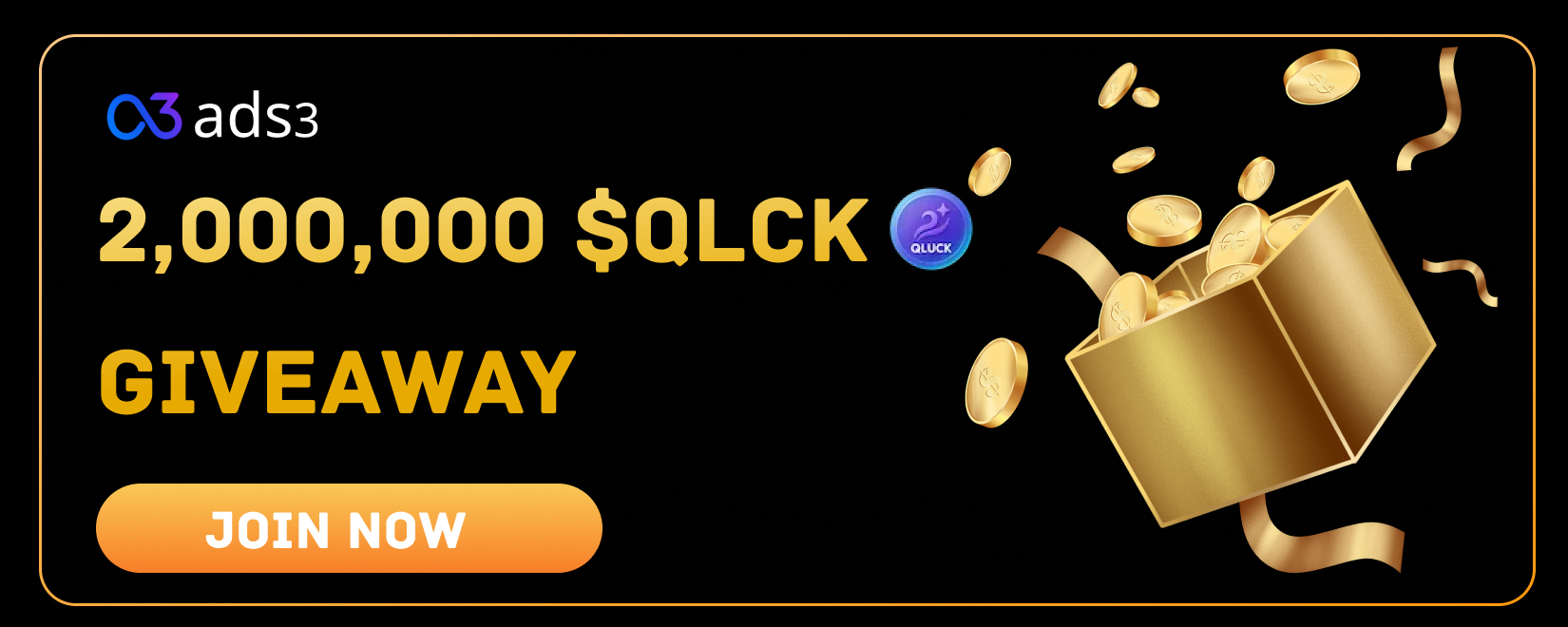 ads3_ai's tweet card. Join the Ads3 event now to split a 2M $QLCK! Connect your Binance wallet and Claim the Ads3 token $QLCK on the opBNB chain . It's a Raffle campaign, we will select 5,000 winners and each will receive...