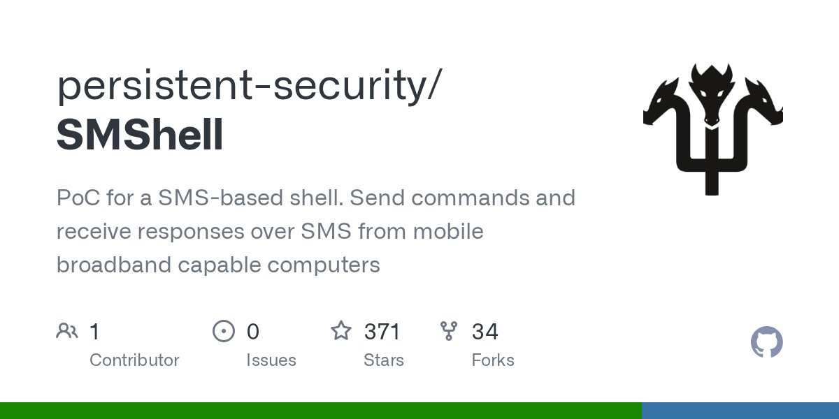 Dinosn's tweet card. PoC for a SMS-based shell. Send commands and receive responses over SMS from mobile broadband capable computers - persistent-security/SMShell