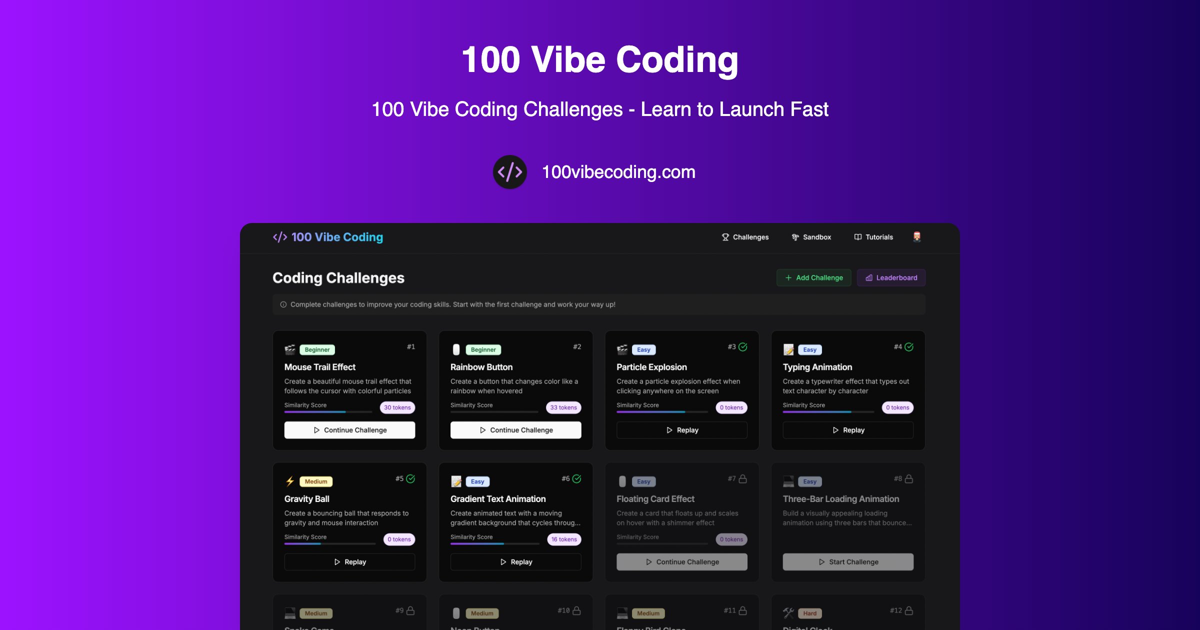 100vibecoding's tweet card. Learn to build small web projects quickly using AI with 100 vibe coding challenges. Skip the complex theory and focus on practical results. Perfect for beginners who want to create real projects fast.