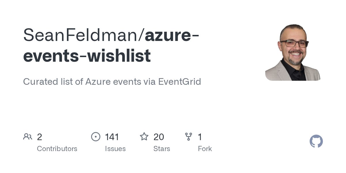 TomKerkhove's tweet card. Curated list of Azure events via EventGrid. Contribute to SeanFeldman/azure-events-wishlist development by creating an account on GitHub.