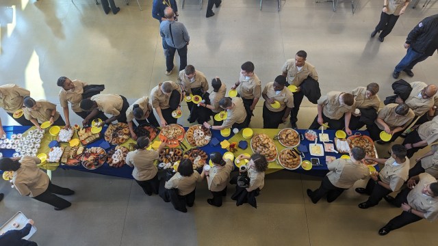 newssun's tweet card. Leyden East High School in Franklin Park will host 200 Navy recruits from Great Lakes Naval Station on Thanksgiving day.