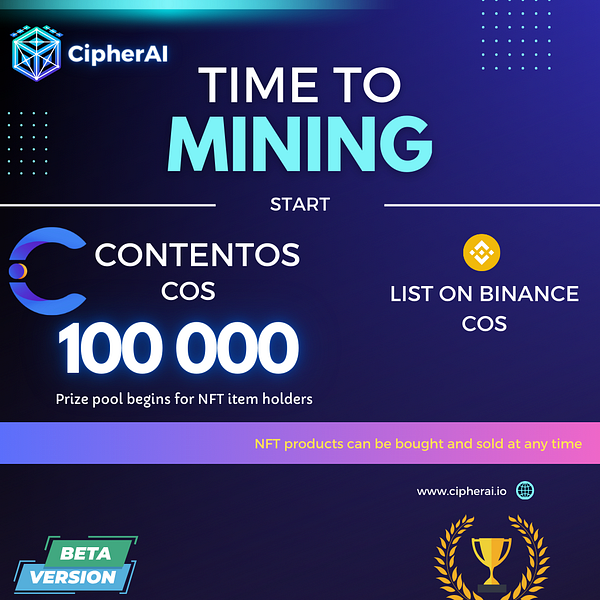 CipherAI_io's tweet card. “Unlocking New Frontiers: Explore Our NFT Marketplace in CipherAI!”