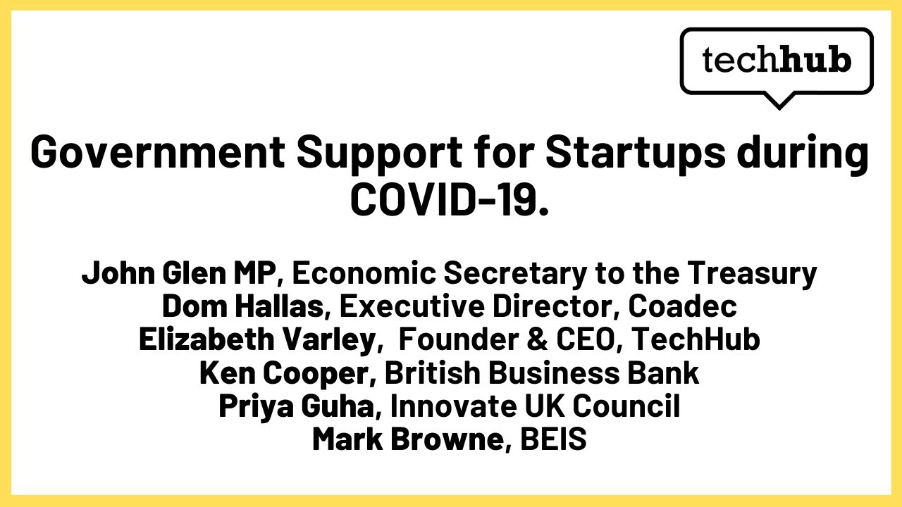 TechHub's tweet card. Government Support for Startups during Covid19