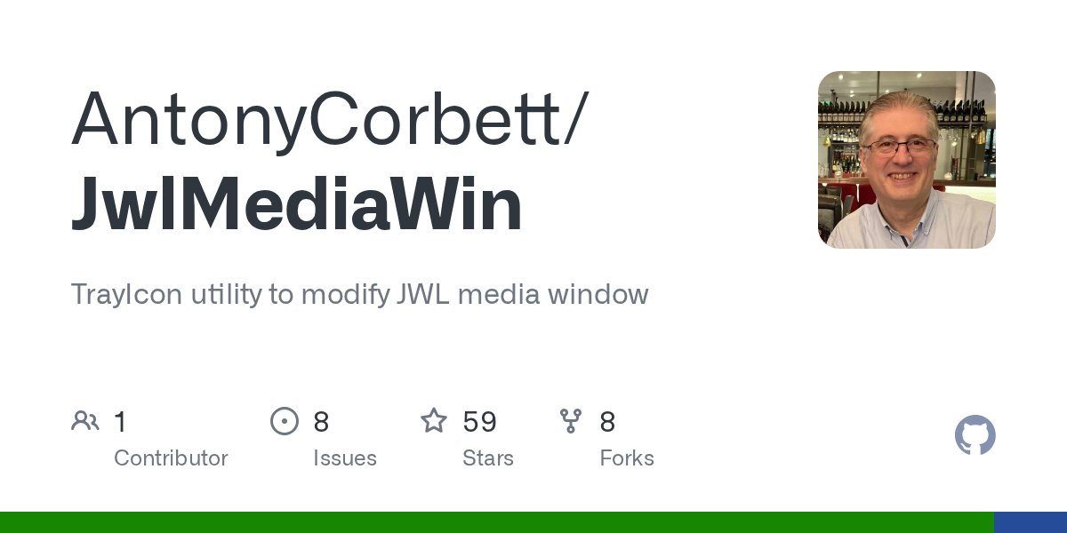 SoundBoxWare's tweet card. TrayIcon utility to modify JWL media window. Contribute to AntonyCorbett/JwlMediaWin development by creating an account on GitHub.