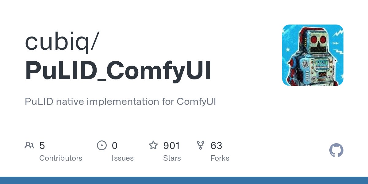 cubiq's tweet card. PuLID native implementation for ComfyUI. Contribute to cubiq/PuLID_ComfyUI development by creating an account on GitHub.