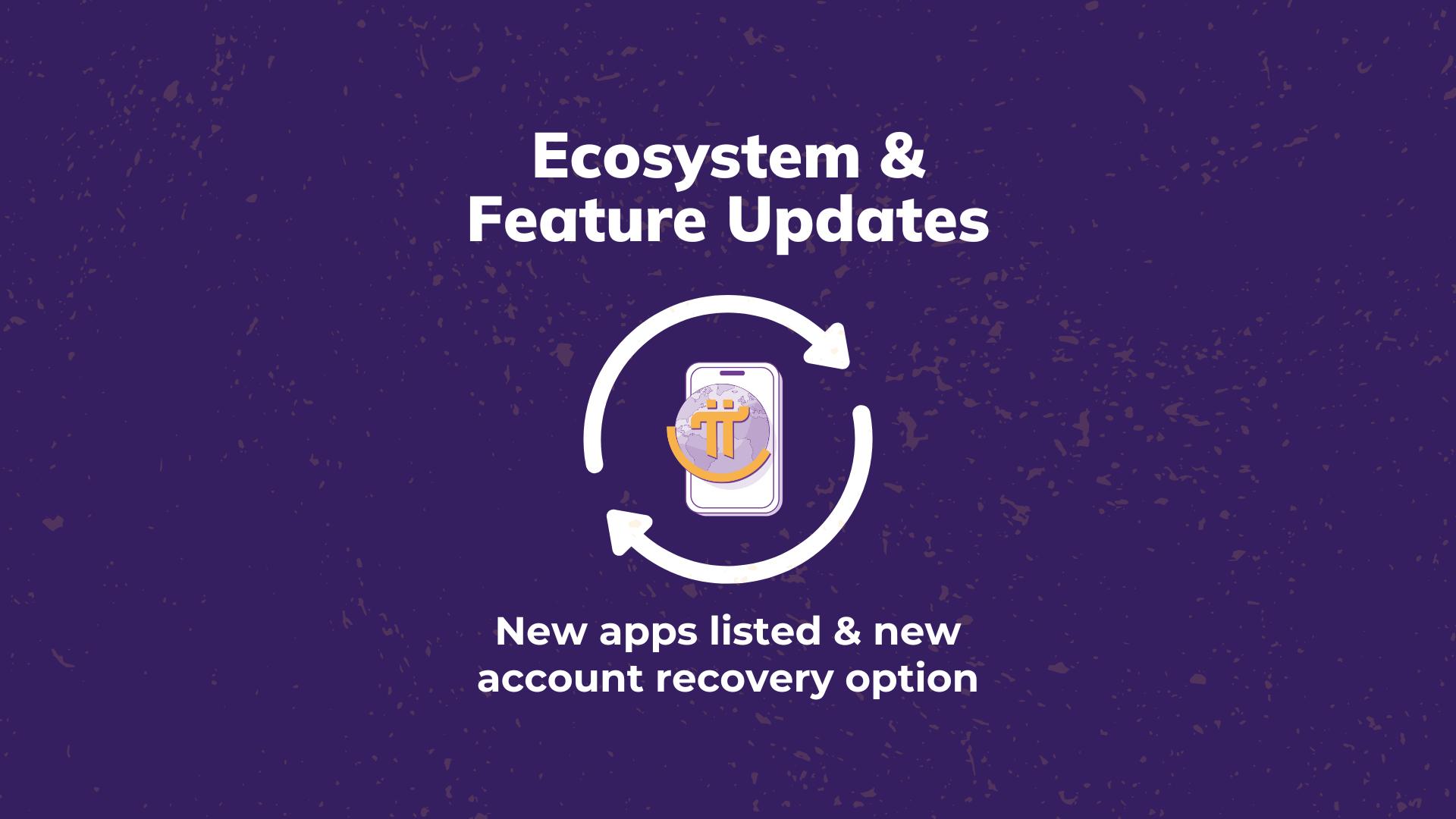 PiCoreTeam's tweet card. New Apps Listed in Mainnet Ecosystem Interface & Update to Account Recovery Options