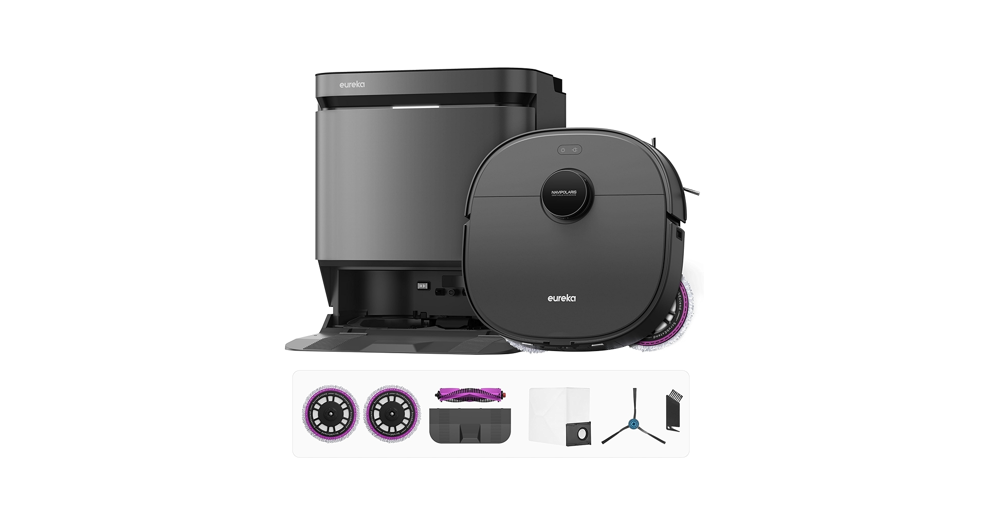 Eth1calHackrZ's tweet card. Eureka J15 Pro Ultra Robot Vacuum and Mop with Self Emptying Base, 16,200 Pa Suction, Flex-Arm...