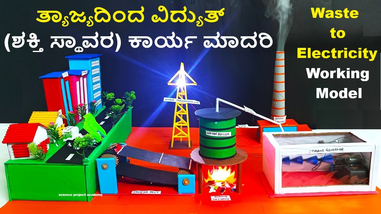 howtofunda's tweet card. ವೇಸ್ಟ್ ಟು ಎನರ್ಜಿ ಪ್ಲಾಂಟ್ | waste to electricity working model...