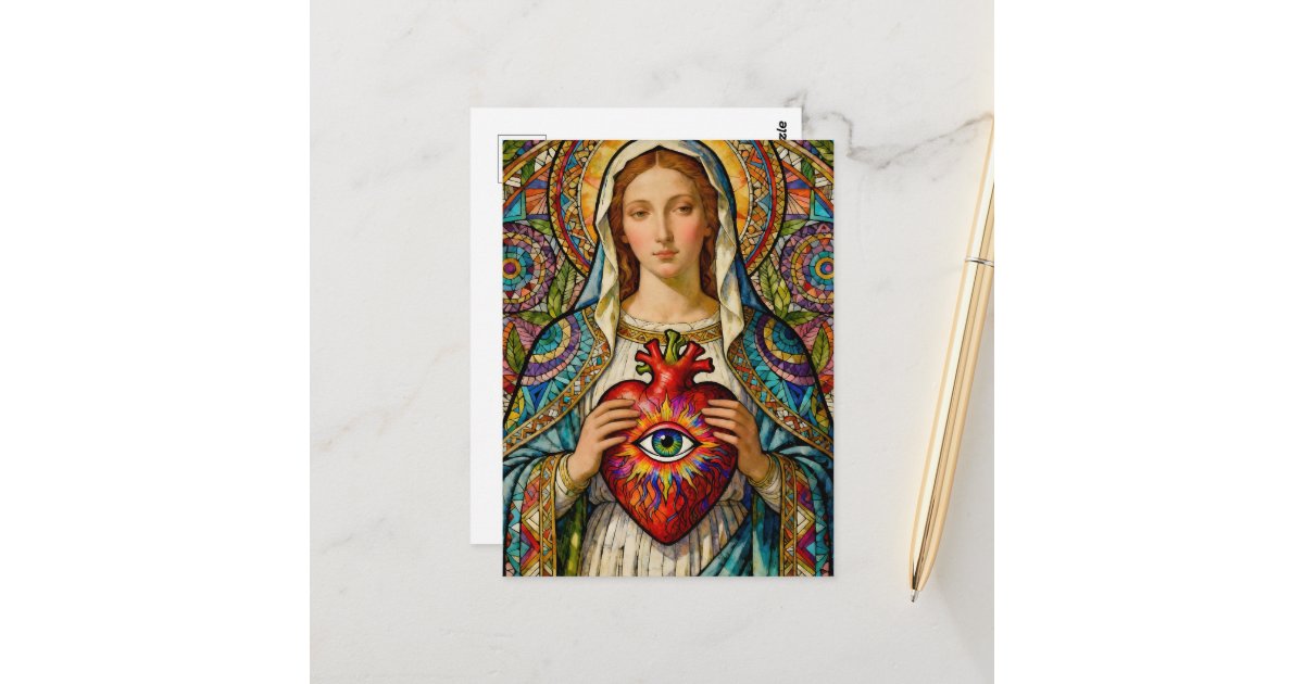 angelandspot's tweet card. The Sacred Heart of Mary with an evil eye protection