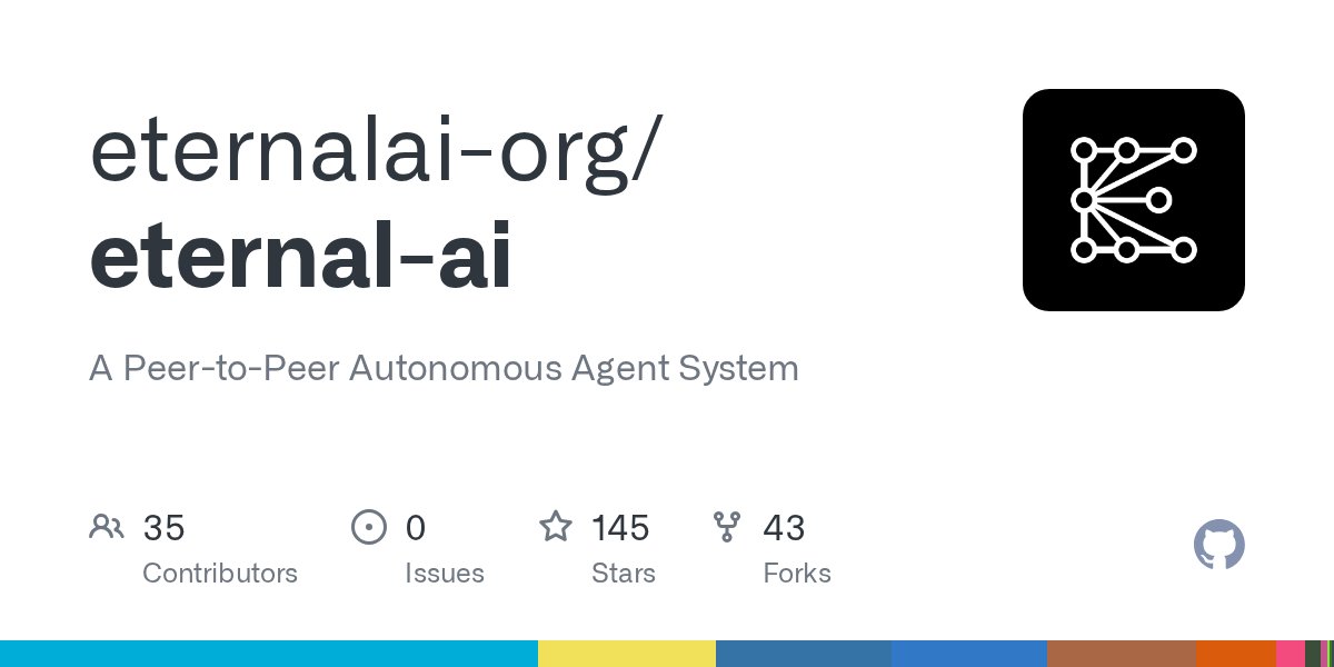 punk3700's tweet card. A Peer-to-Peer Autonomous Agent System. Contribute to eternalai-org/eternal-ai development by creating an account on GitHub.