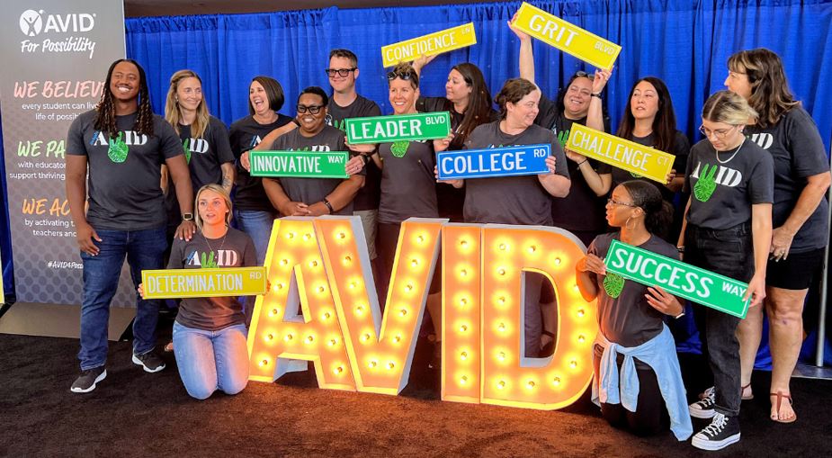 SWT_AVID's tweet card. AVID is as a catalyst for positive change, alignment, and teacher and student success, join us in these free webinars learn more about AVID. 