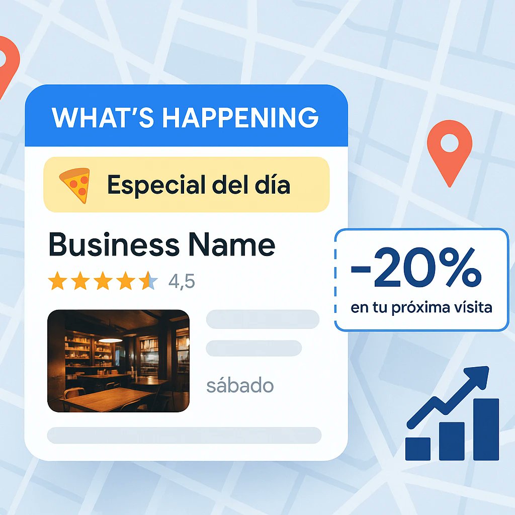 soylauraalfonso's tweet card. Google Business Profile lanza "What's Happening" que destacará tus eventos y promociones para impulsar tu visibilidad local y ventas.