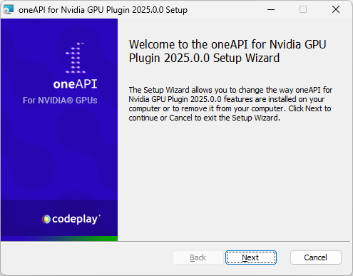 xlsoft_i_sw's tweet card. Codeplay 社は Linux 向けの oneAPI for NVIDIA GPU プラグインを数年前から提供していましたが、2024年末ついに Windows 版のプラグインがリリースされました。Codeplay 社のダウンロード・サ...