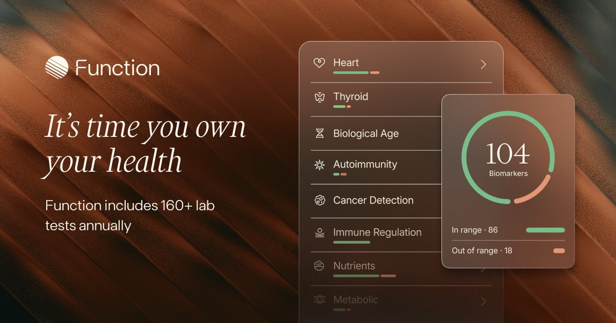 davidjrodriguez's tweet card. It’s time you own your health. Function includes 160+ lab tests and personalized protocols for instant action. Tracked over time in one secure place.