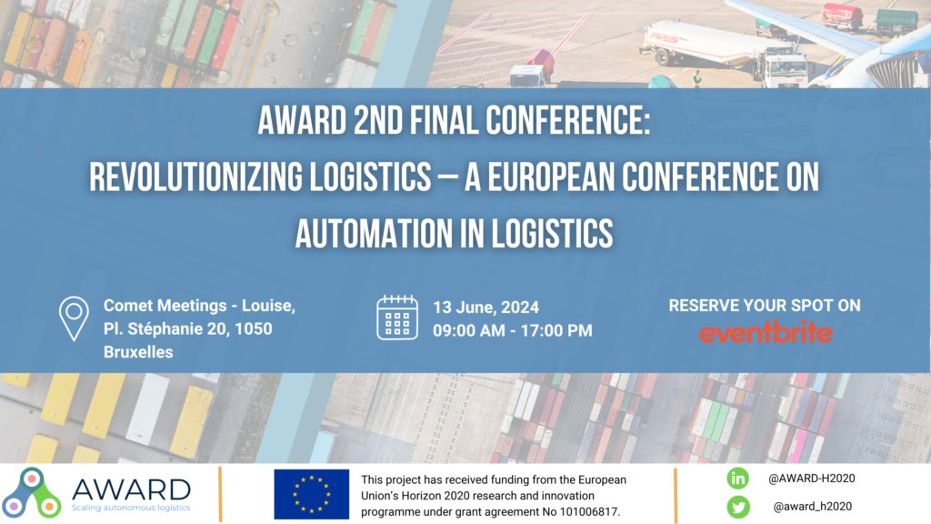 award_h2020's tweet card. AWARD 2nd Final Conference: Revolutionizing Logistics – A European Conference on Automation in Logistics, Brussels, 2024.