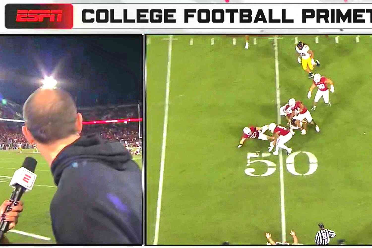 ConserLibrarian's tweet card. Former Stanford great, Andrew Luck, is now the football team's general manager and here was his in-game interview at the beginning of the second quarter yesterday: