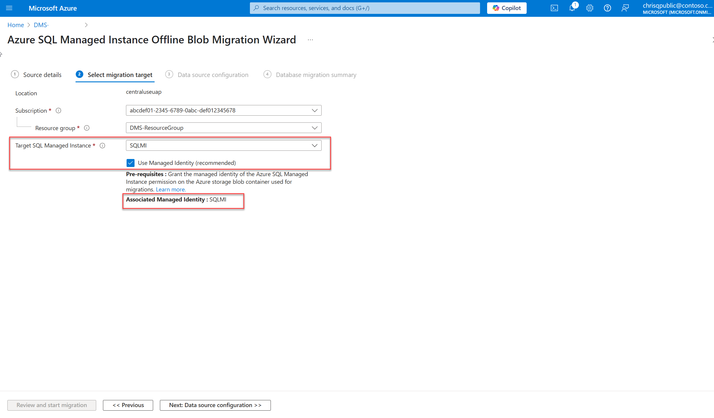 AzureWeekly's tweet card. Azure Database Migration Service (DMS) has introduced a new feature that supports the use of Managed Identity for migrating to Azure SQL Managed Instance....