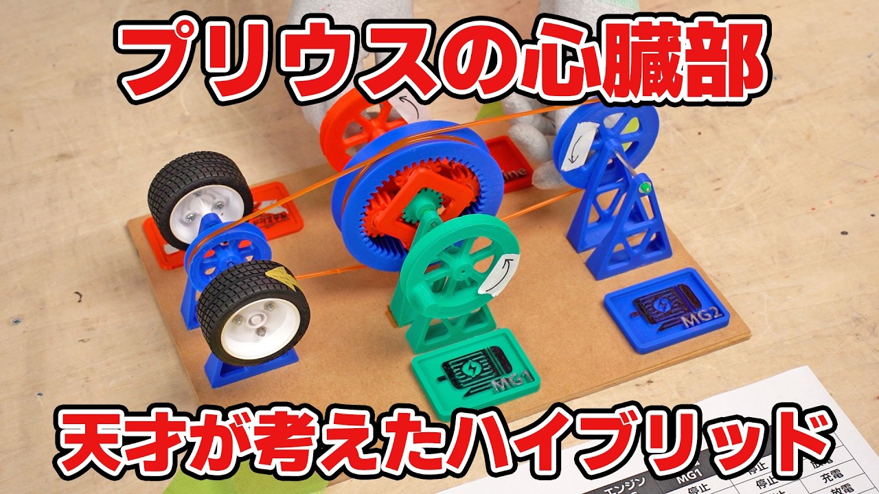 ichiken_make's tweet card. なぜトヨタのハイブリッド車は燃費が良いのか？プリウスの心臓部 "遊星歯車機構"が支える低燃費技術を解説します!