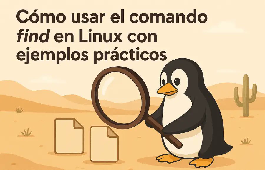 HostingTG's tweet card. Domina el comando find en Linux con ejemplos claros. Aprende a buscar archivos como un experto en cualquier servidor o distribución.
